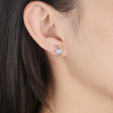 Opal Moon Stud Earrings-Your Soul Place